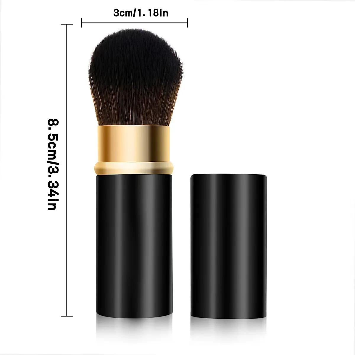 Conjunto de pincéis de maquiagem telescópicos portáteis prontos para viagem - alça de metal para pó de contorno blush tamanho compacto perfeito para On-the-G — image 4