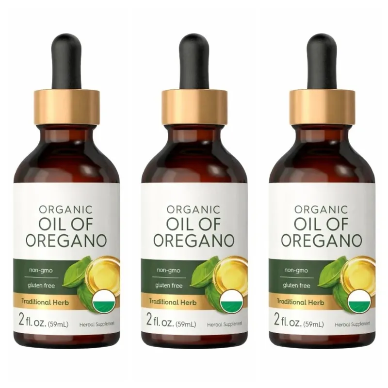 Organic Oil of Oregano Liquid Drops Vegan Herbal Supplement Health Non-GMO Gluten Free Daily Nutritional Support 60ml Per Bottle