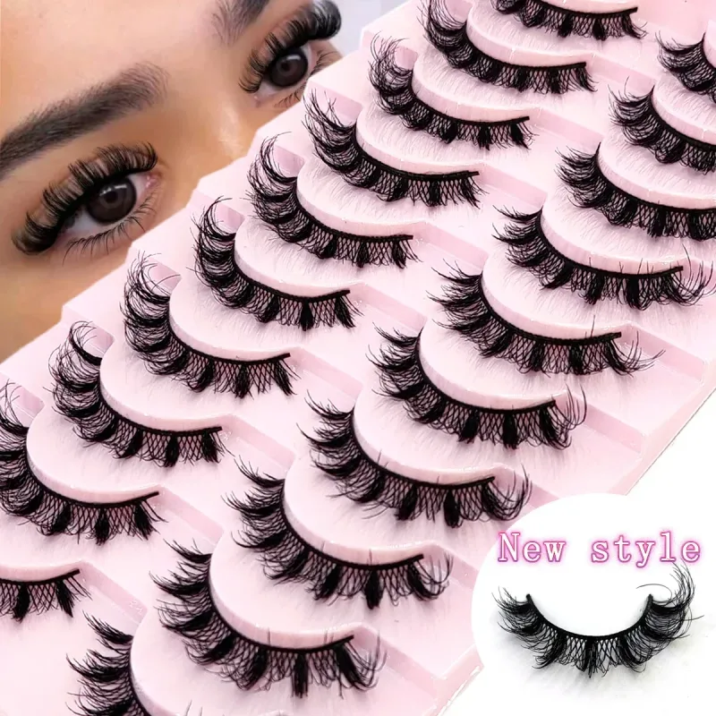 New Cat Eye Lashes 5/7/10 pairs 3D Faux Mink Eyelashes Winged Fluffy Fake Lashes Soft Natural long Full Strip Lash Make — image 21