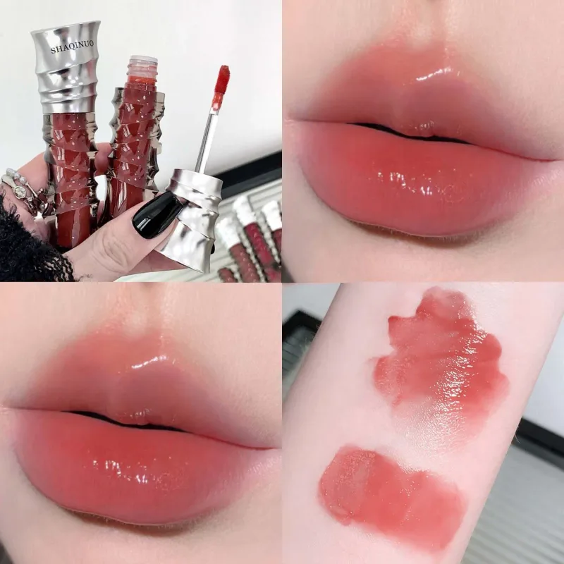 Crystal Punk Red-Brown Glossy Lip Stain Mirror Lip Glaze Sheer Nude Glitter Lip Tint Watery Shine Plumping Makeup Cosmetics — image 16
