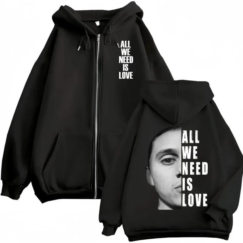 Canserbero Allt vi behöver är kärlek Muerte Vida Merch Zipper Hoodie Herrmode Hip Hop Zip Up Sweatshirts Casual Fleece Pullovers