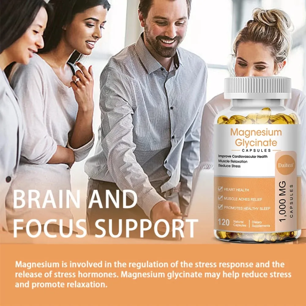 Suplemento de glicinato de magnésio com vitaminas para promover o sono natural, reduzir o estresse e a ansiedade e apoiar a saúde óssea — image 4