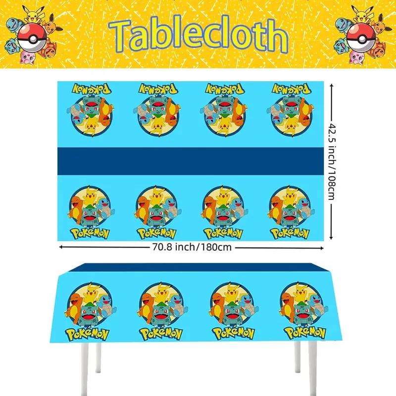 1/10 sztuk Pokemon obrus dekoracje urodzinowe jednorazowy obrus Pikachu obrus prezenty urodzinowe dla dzieci artykuły dla niemowląt — image 3