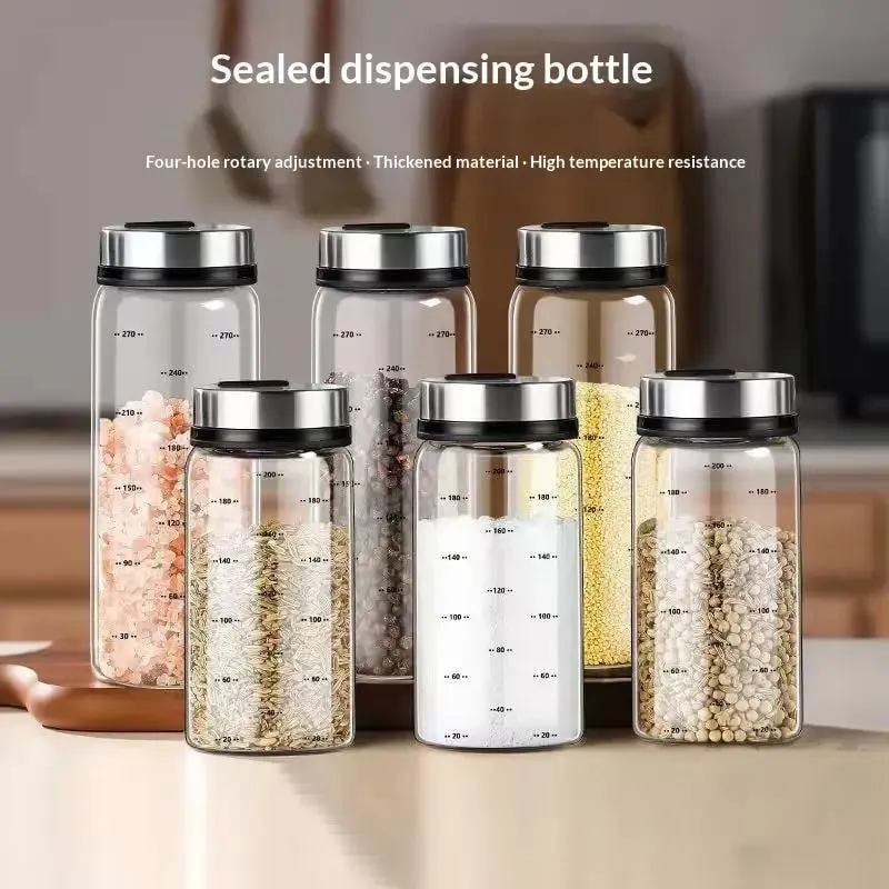 200/300/500 ml konzerva z borosilikátového skla s vysokým obsahem borosilikátového skla Sůl Sezamové pevné koření Láhev na koření Těsnění na pepř Třepačka na koření s otočným víkem — image 8