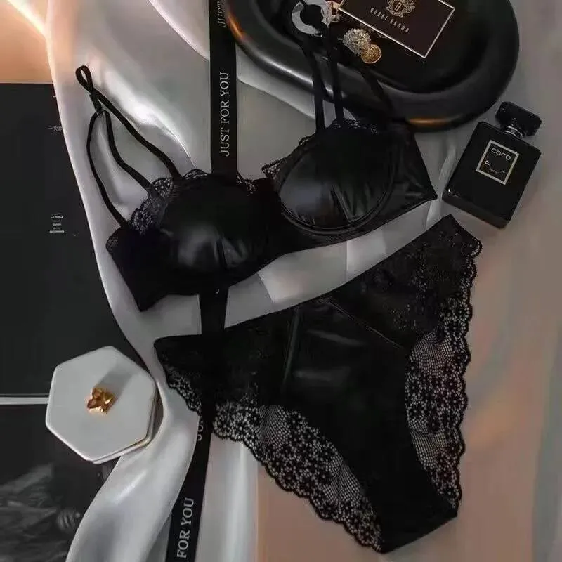 European Satin Half Cup Push Up BH Set Bügel Dünn Glatt Grün Spitze Komfortabel Sexy Dessous Für Damen 32-38 Hot Selling YEMOMO — image 9