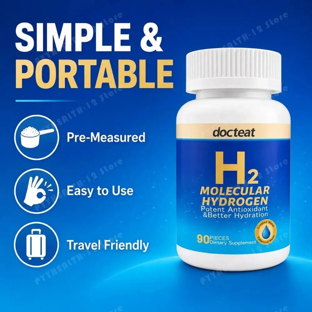 90pcs H2 โมเลกุลบำรุงฟื้นฟูเปลี่ยนสีผมพร้อมเคลือบเงาผมในขั้นตอนเดียวสีผมติดทนนาน 2 เดือนลดการหลุดร่วงของเส้นผมปลอดภัยไร้สารไฮโดรเจนเม็ดน้ำที่มีแมกนีเซียม 160mg Effervescent เครื่องดื่มอาหารเสริมสำหรับ Travel Gym Home Hydration — image 5