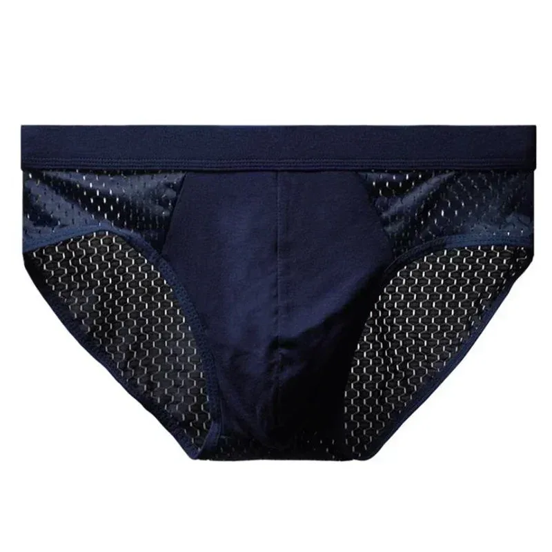 Herren-Unterwäsche aus Eisseide, atmungsaktiv, Bambus-Kohlenstofffaser, antibakteriell, bequem, hohl, Unterwäsche, Hose, kalt