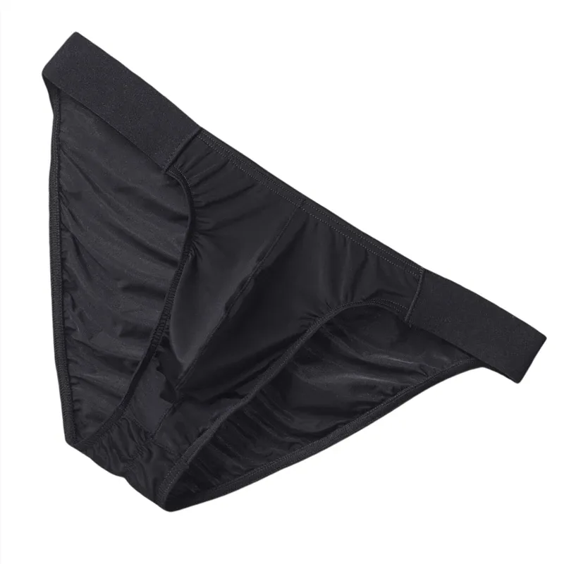 Slips en soie glacée hommes sous-vêtements mâle large ceinture culotte Sexy U poche rides dos Bikini glisse Hombre respirant exotique Lingerie 3256808930282413 — image 5