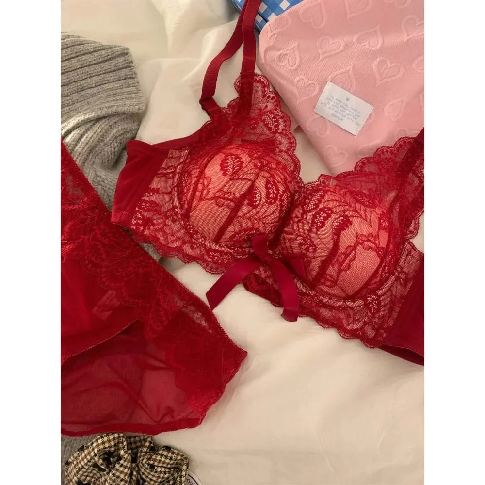 Hettsäljande trådlös spetsbh Dam Liten byst Tjock Vadderad Push Up Lift Anti Sag Sidostöd Sexiga underkläder 32‑38 AB — image 6