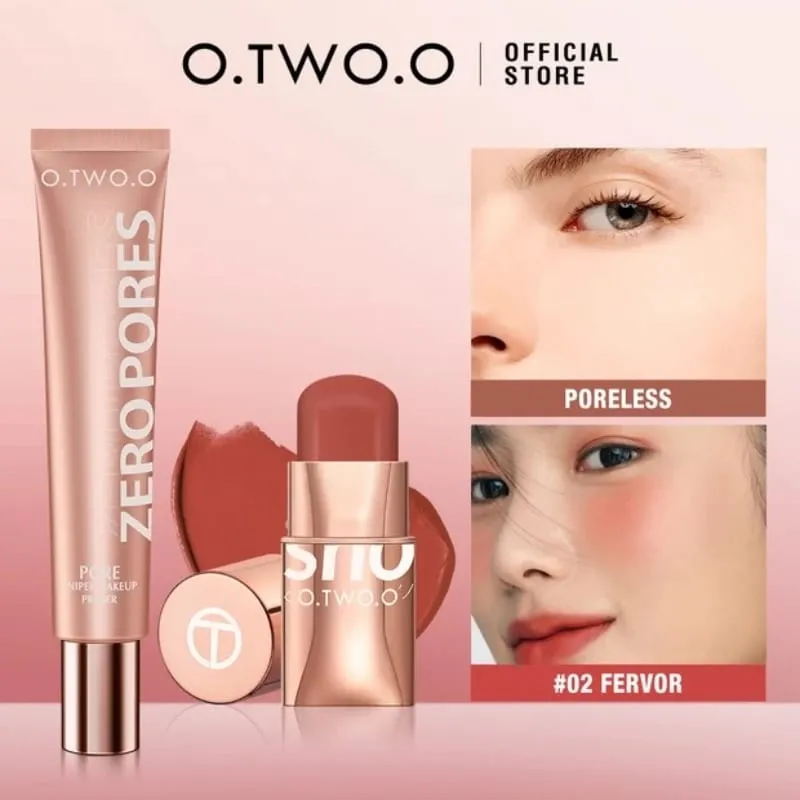 O.TWO.O Juego de 2 piezas de maquillaje, lápiz labial múltiple, colorete en barra, base de maquillaje facial, Control de aceite, maquillaje ligero impermeable para mujeres