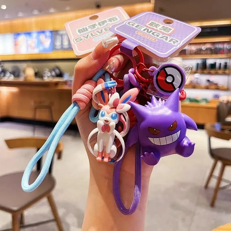 Genuine Pokemon Keychain Pikachu Gengar Sylveon Sprigatito Quaxly Fuecoco Anime Action Figure Toy Keyring Fragrance Pendant — image 3