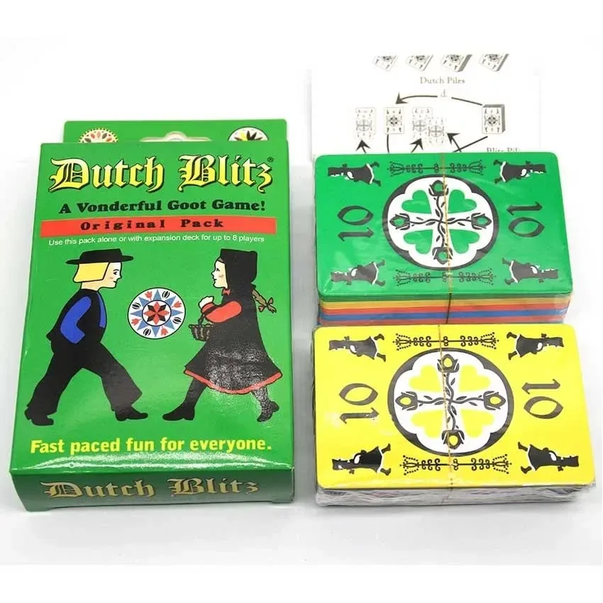 Dutch Blitz Originální rychlá karetní hra obsahuje 160 karet, které se rychle a snadno naučíte Skvělá rodinná hra pro každého pro 2