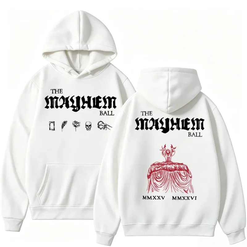 Lady Gaga The MAYHEM Ball Red Dress Hoodies Fashion Pop Music Vintage Sportwear Loose Fleece Casual Men Women Sweatshirt Gifts
