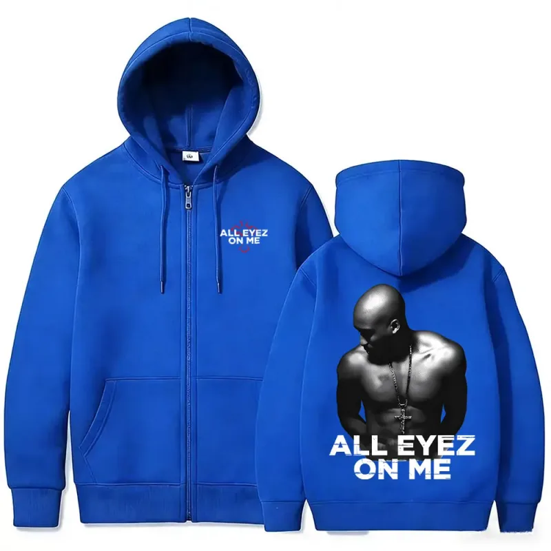 Рэпер Тупак 2pac All Eyez on Me Толстовка на молнии с крестом для мужчин и женщин в стиле хип-хоп модные толстовки на молнии Мужская повседневная уличная одежда большого размера — image 3