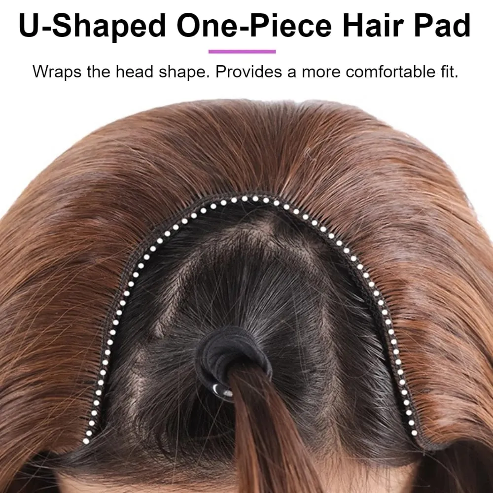 20cm/30cm Invisible Straight U-Shape Part Wig Pad Hairpiece for Women One Piece Clip-in Hair Extension Increased Hair Volume Wig — image 3