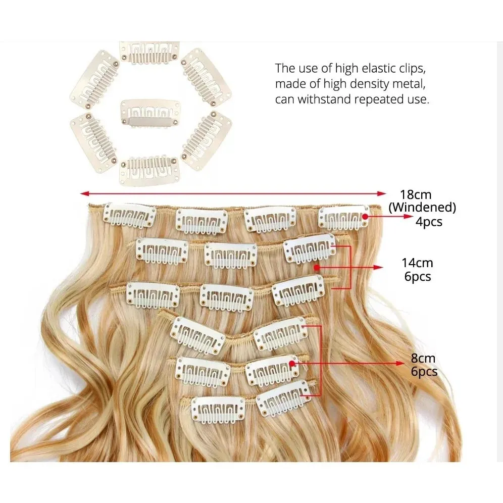 6Pcs/Set 16 Clips Hair Extension Black Long Straight Natural Hair Ombre Hairpiece Heat Resistant Fiber For Women Hairstyle Kpop
