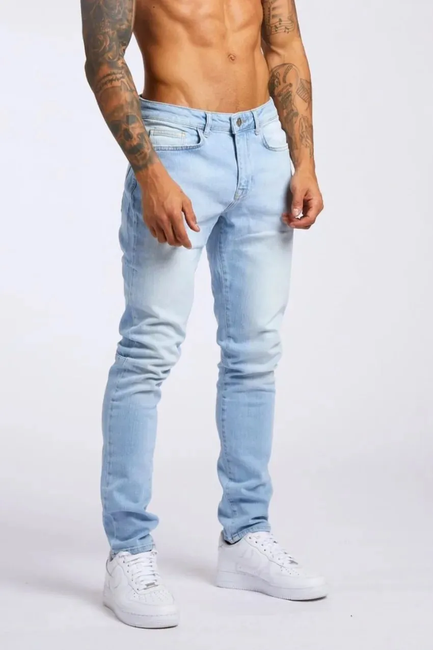 Men New Trendy Slim Fit High Waist Denim Pants Washed Straight‑Leg Casual Jeans For Men — image 9