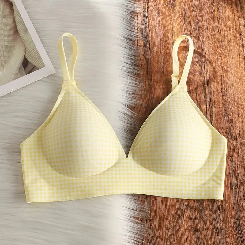 Elegant Seamless Bralette Small Bust Gathering Anti-Sagging Thin Adjustable Straps Wirefree Comfort Fit UK Light Support Bra Set — image 9