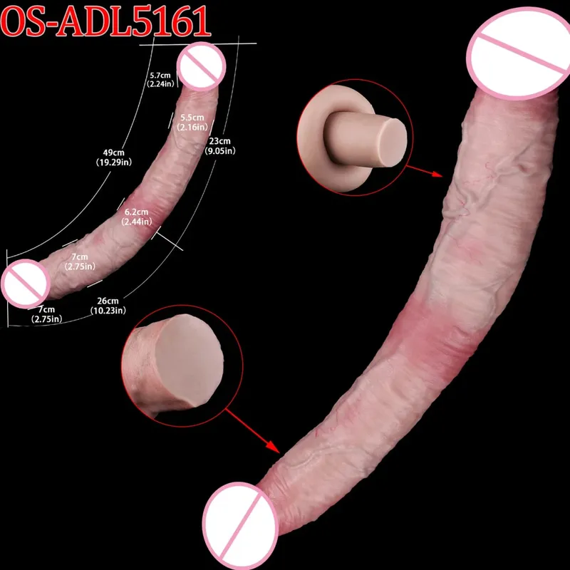 47cm Realistic Long Dildos Double Head Anal Vaginal Stimulator Sex Toy With Sucker For Lesbian Couples Gay Men Adult Tools