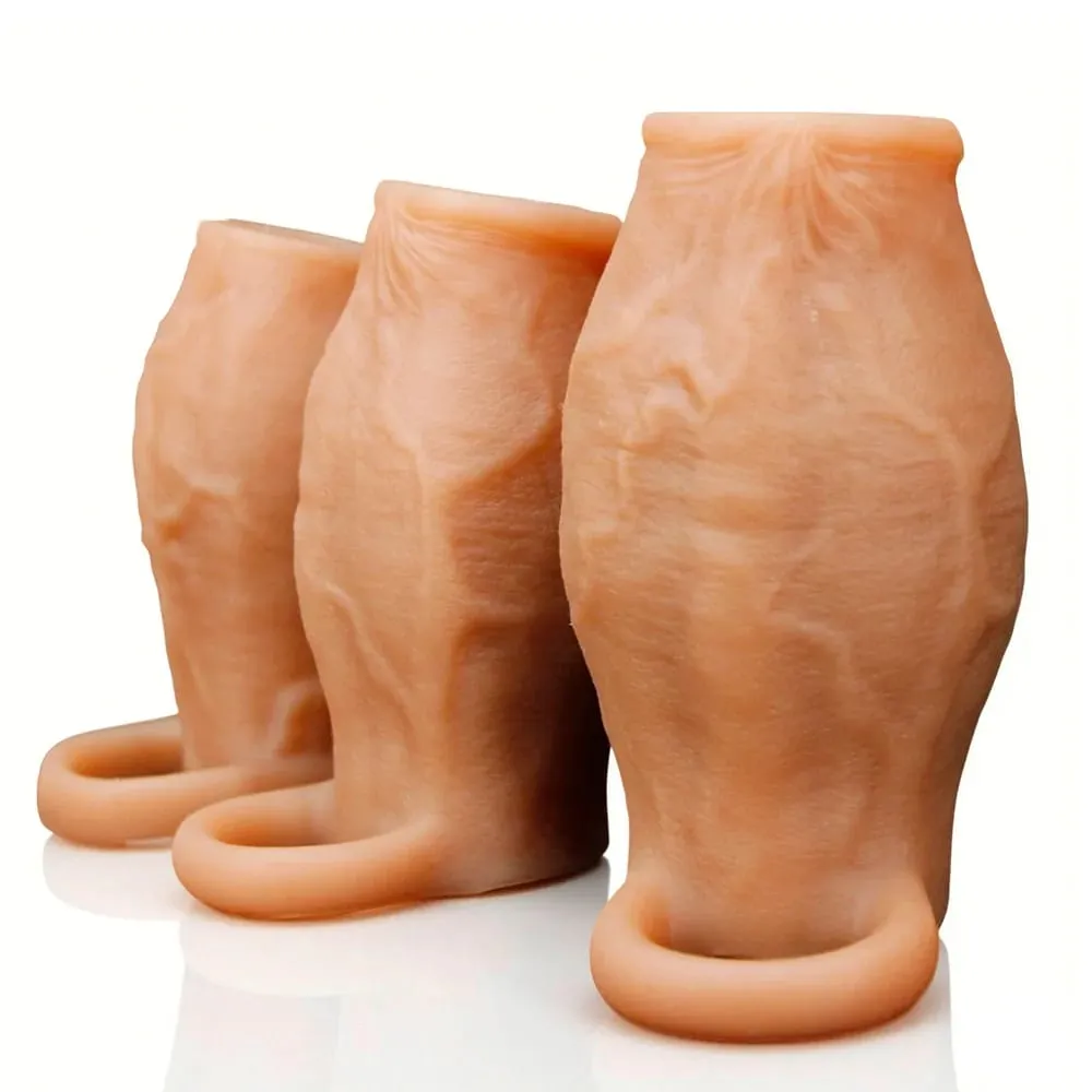 Sexy Thicken Cock Sleeve Penis Lock Penis Ring Adult Sex Toy For Men Dick Enlarged and Soft Silicone Penis Sleeve Enlargement — image 1