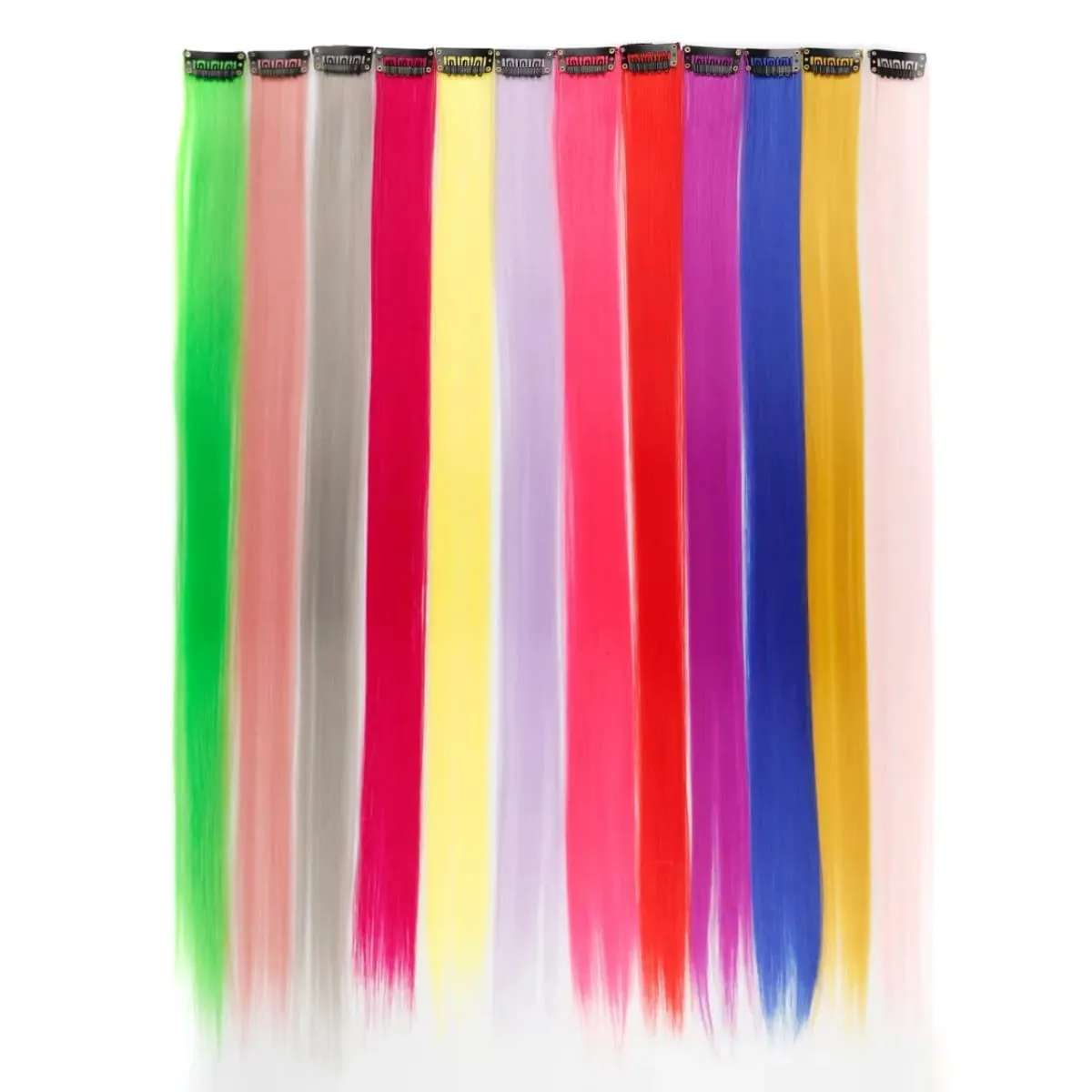 45cm Straight Clip‑on Synthetic Hair Pieces One‑Piece Bright Color Hair Extension Clips DIY Cosplay Hair Accessories — image 4