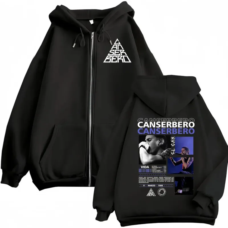 Canserbero Allt vi behöver är kärlek Muerte Vida Merch Zipper Hoodie Herrmode Hip Hop Zip Up Sweatshirts Casual Fleece Pullovers