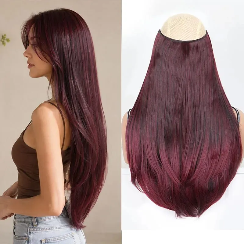 20Inch Synthetic Layered Clip In Hair Extensions Long Straight High Temp Fiber Hair Extension for Women Increase Hair Volume — image 9