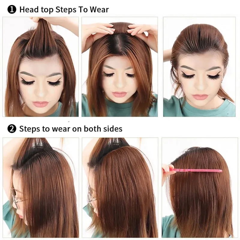 Wig synthetic pad hair piece 20cm 30cm two card one-piece pad hair root increase quantity hair extensions — image 6