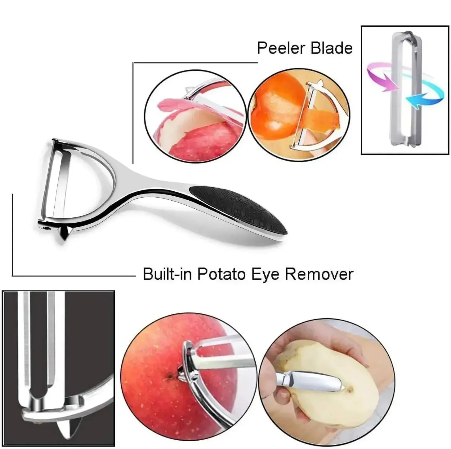 Y Shaped Vegetable Peeler Potato Peeler Rotatable Kitchen Tool for Apple Carrot Cucumber Potato Fruit Vegetable Food Preparation — image 8