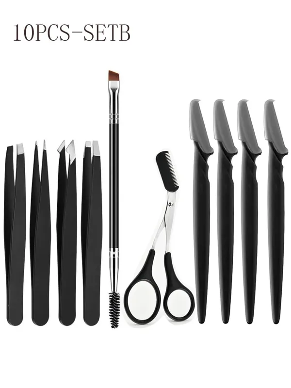 3/5/10Pcs Eyebrow Kit For Women Eyebrow Trimmer Razor Scissors Brushes Tweezers Grooming Tool Set