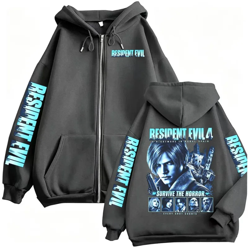 Resident Evil Requiem Zip Up Hoodies Leon Kennedy Horror Game Zipper Hoodie Men's Women Harajuku Classic Jacket Sweatshirt Coats — image 6