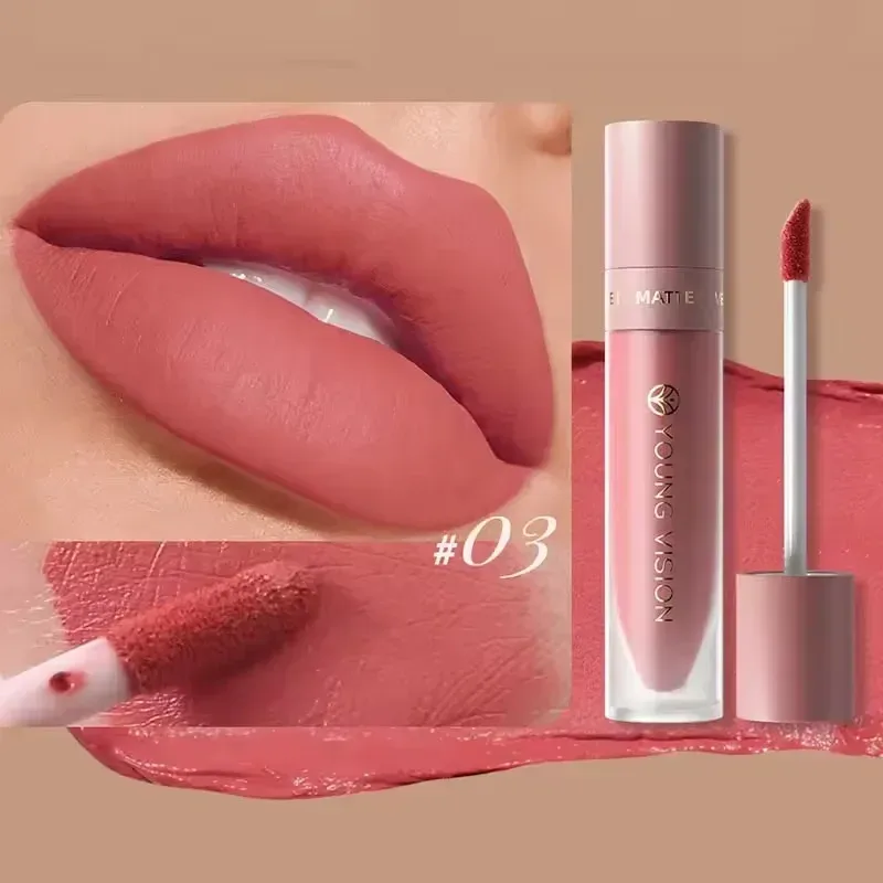 Batom labial fosco, 8 cores, suave, fácil de aplicar, tubo quadrado de brilho, veludo, à prova d'água, tridimensional, sexy, maquiagem de batom — image 17