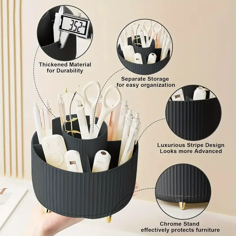 Suporte giratório 360 ° para pincéis de maquiagem, 5 espaços, organizador, mesa multifuncional, armazenamento de cosméticos para banheiro de mesa