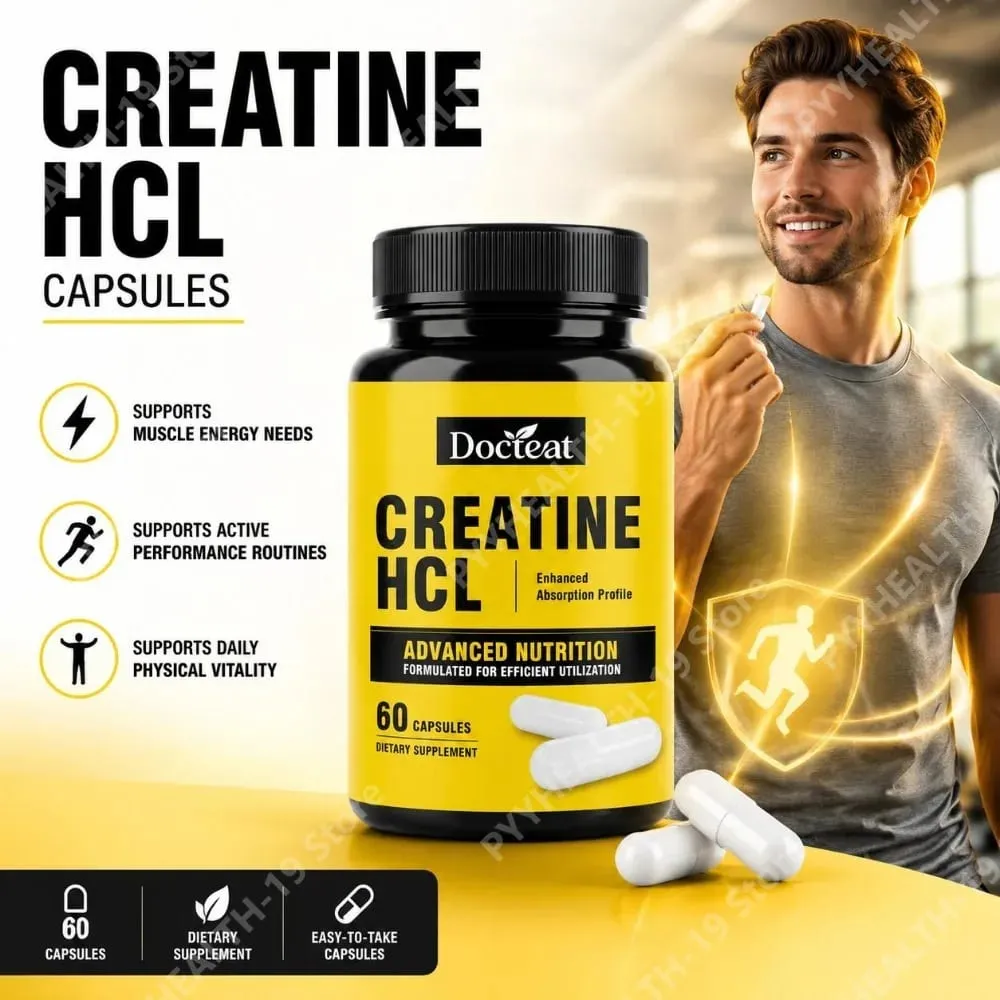 Docteat Creatine HCL Capsules with Vitamin B6 B12 & Cinnamon for Muscle Energy & Performance Support Adults 60 Capsules — image 2