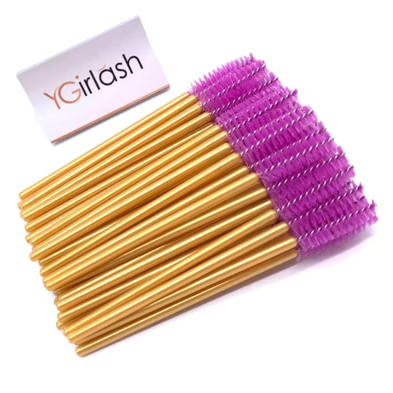 YGirlash 50 יחידות Lash Swans מוליך ריסים קריסטל ידית יהלום חד פעמית שרביטי מסקרה ניילון מברשת כלים קוסמטיים