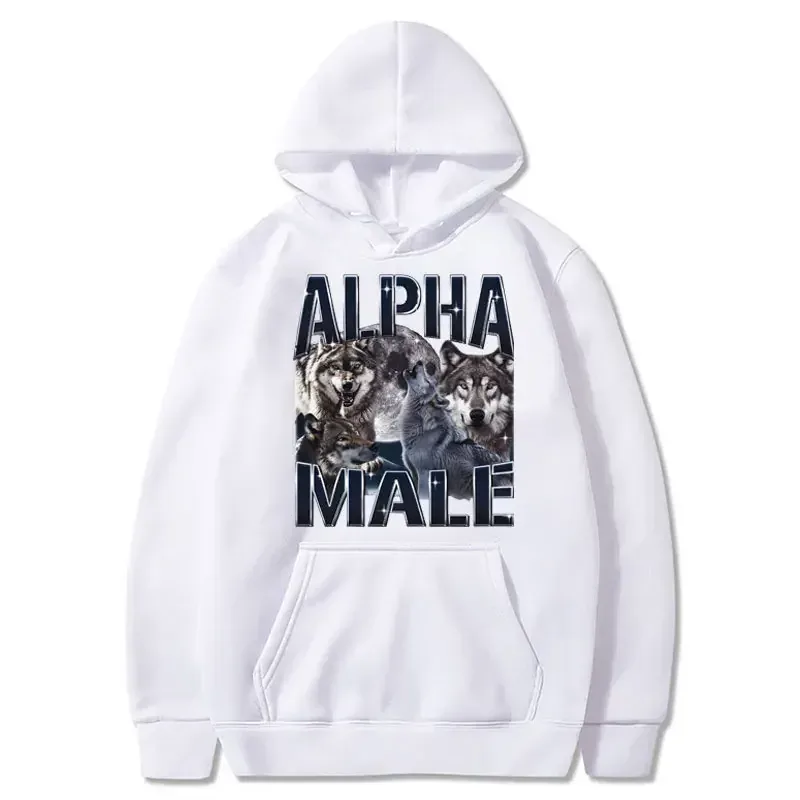 Wolf Pack Hoodie Unisex Alpha Male Moon Funny Retro Vintage Aesthetic Cool Trendy Oversized Casual Sport Sweatshirts — image 3