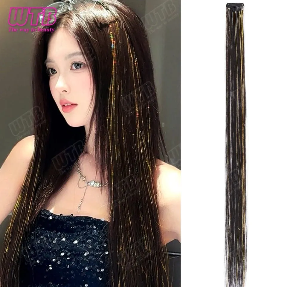 Parrucca di estensione dei capelli sintetici Parrucca di estensione dei capelli lisci di seta evidenziata al laser stile clip BB adatta per l'uso quotidiano delle donne