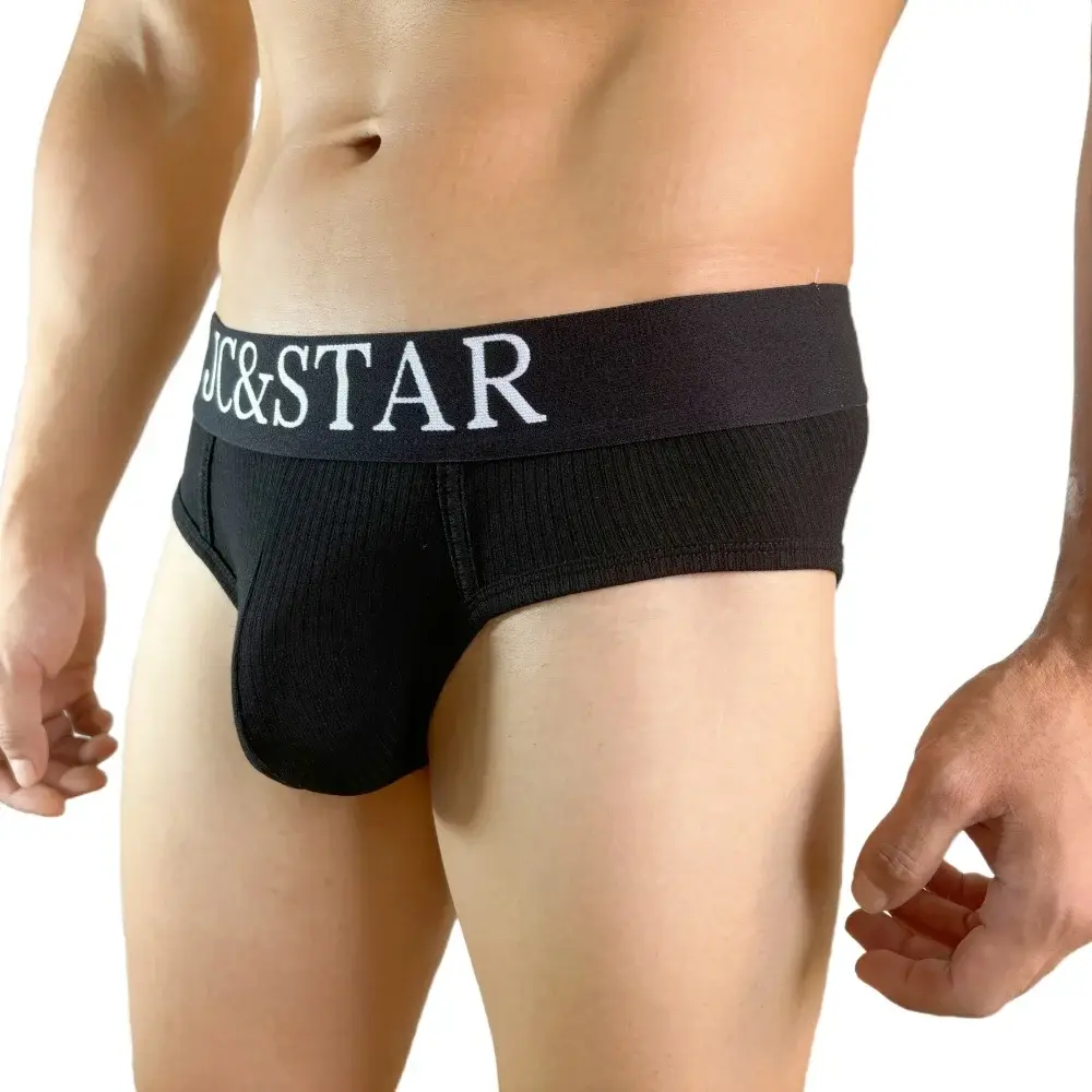 Slip intimo da uomo sexy dal design atletico dal taglio alto Mutande da uomo in cotone a costine Comfort sportivo Slip bikini da uomo Slip tanga — image 6