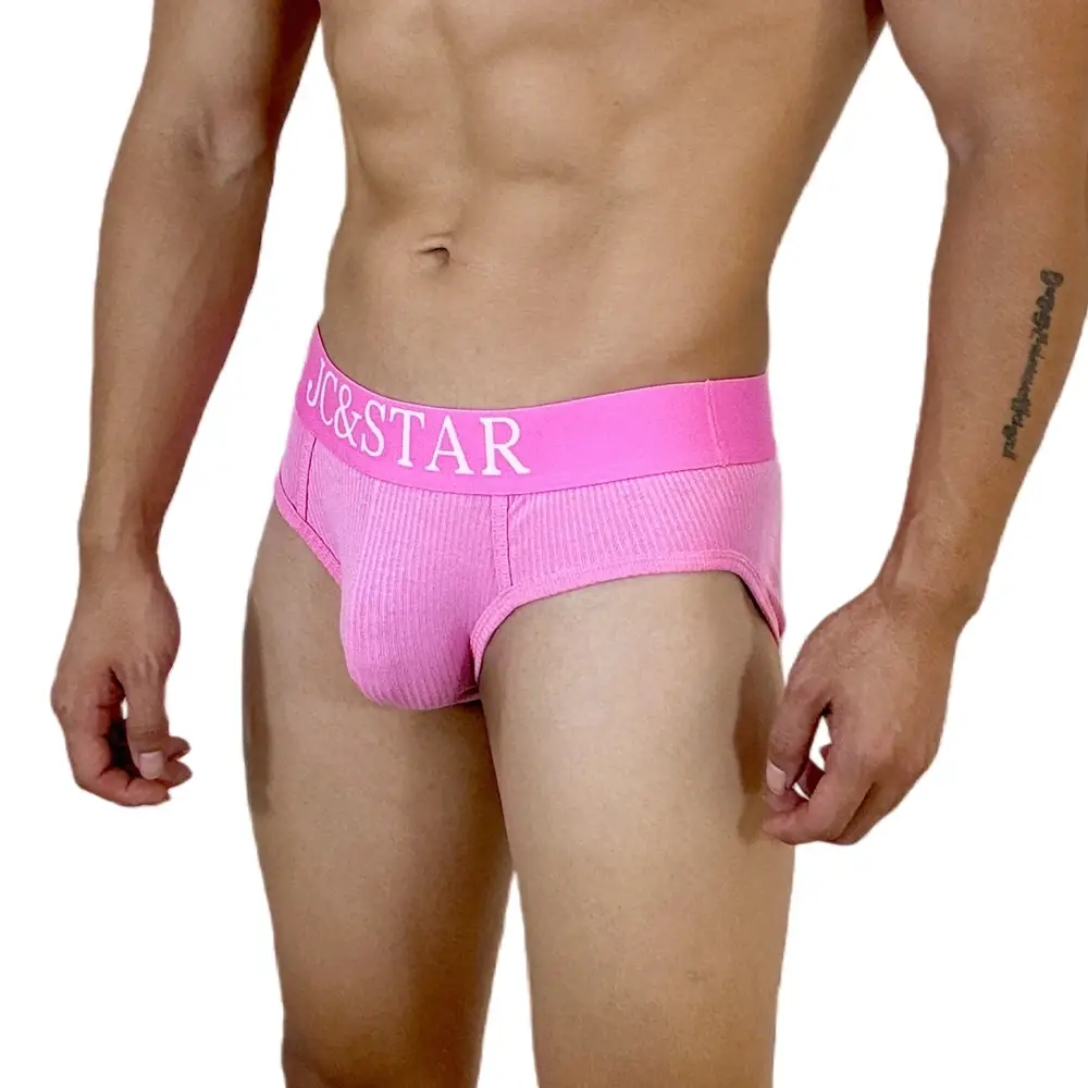Slip intimo da uomo sexy dal design atletico dal taglio alto Mutande da uomo in cotone a costine Comfort sportivo Slip bikini da uomo Slip tanga — image 4
