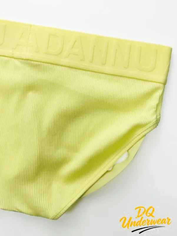Cuecas masculinas com nervuras de cor sólida ADANNU logotipo em relevo elástico na cintura estiramento conforto diário cuecas de biquíni AD759