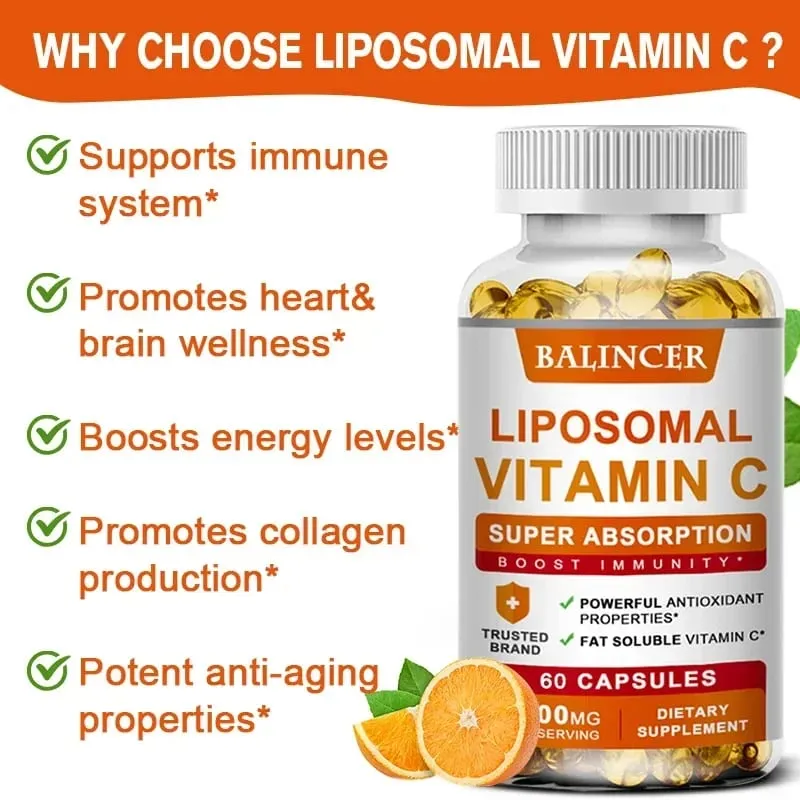 Vitamine C liposomale 1500 mg vitamine C à haute absorption système immunitaire et collagène supplément d'acide ascorbique liposoluble haute puissance — image 4