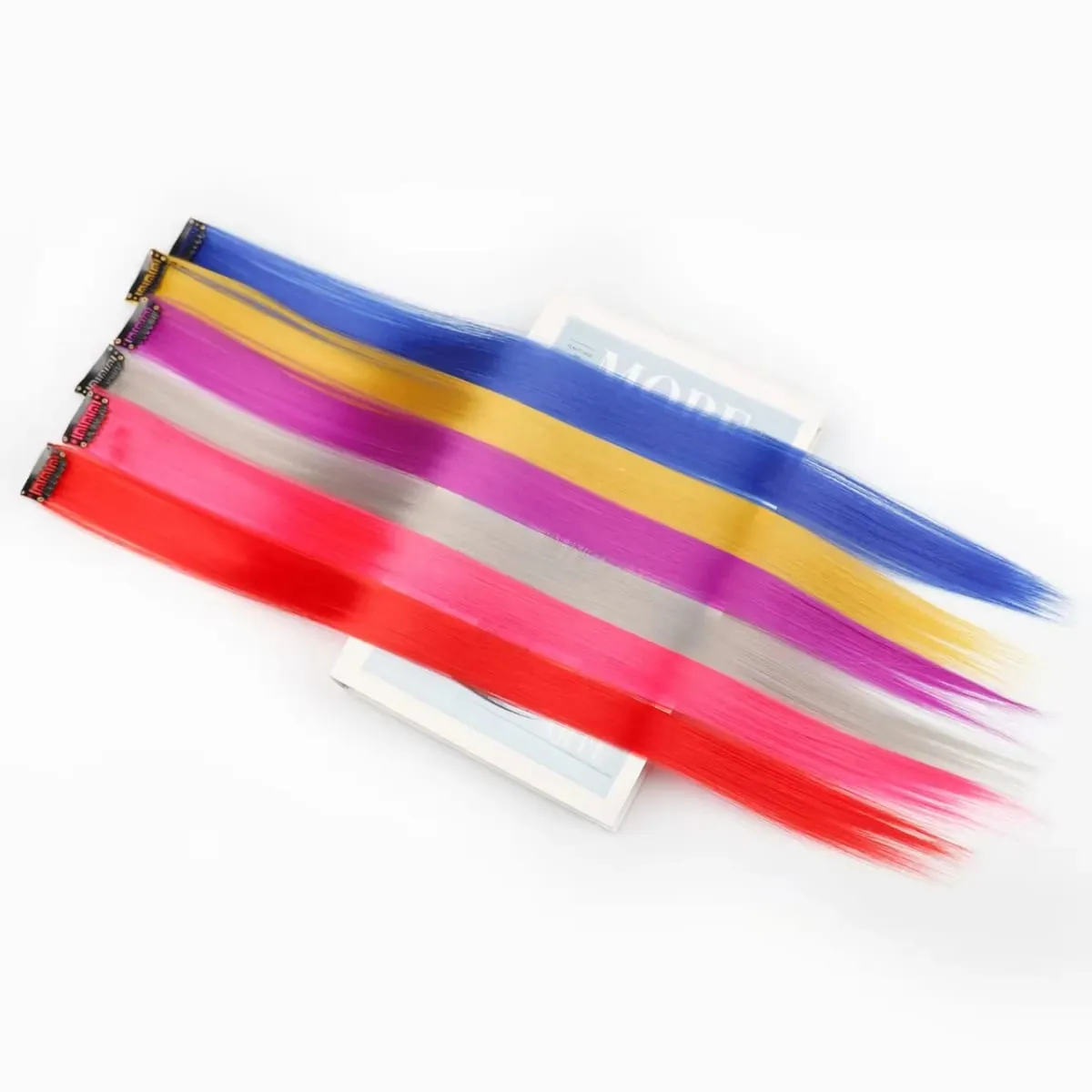 45cm Straight Clip‑on Synthetic Hair Pieces One‑Piece Bright Color Hair Extension Clips DIY Cosplay Hair Accessories — image 2