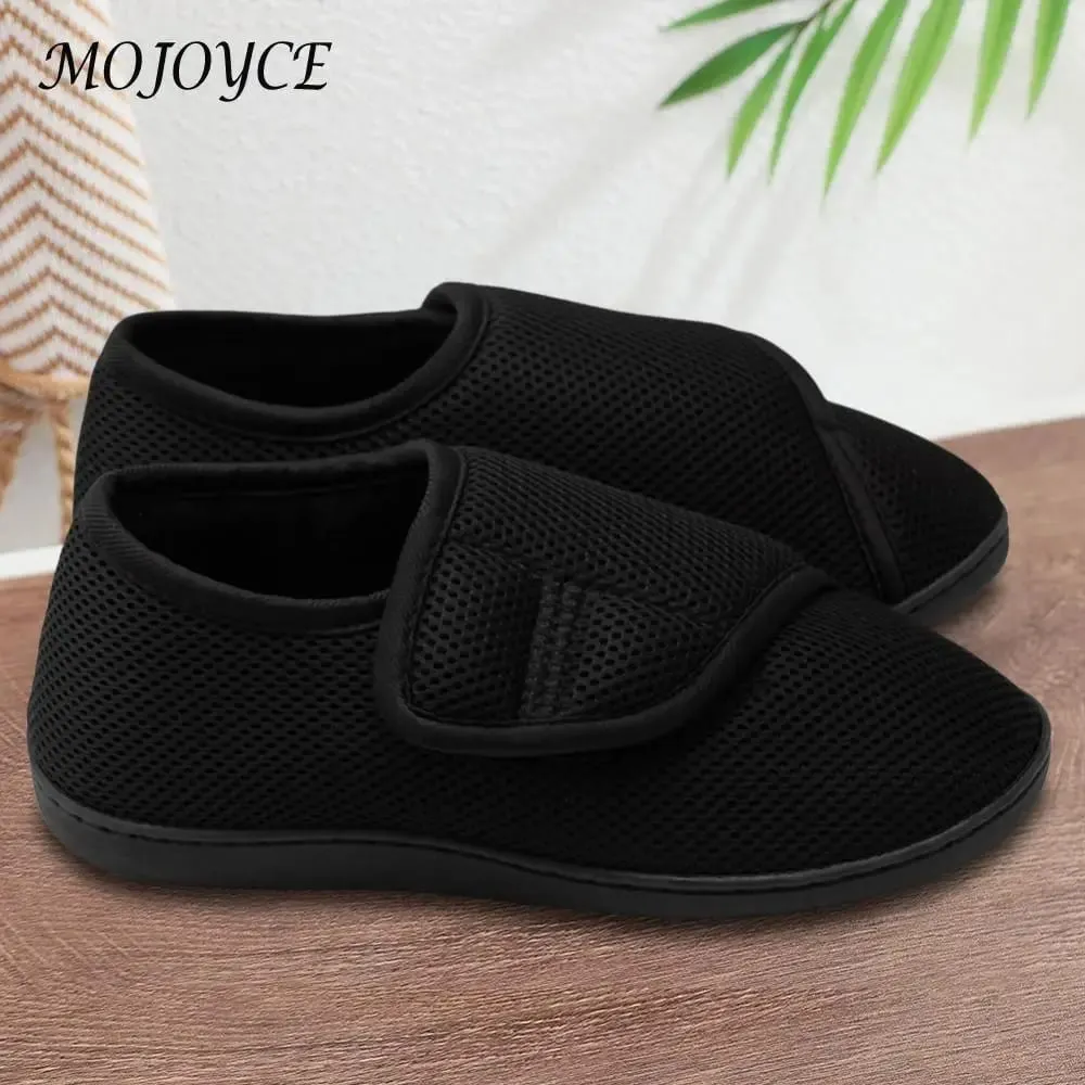 Unisex-Schuhe für Diabetiker, breite Wanderschuhe mit verstellbarem Verschluss, orthopädische Slip-On-Schuhe, Klett-Sneaker für ältere Menschen