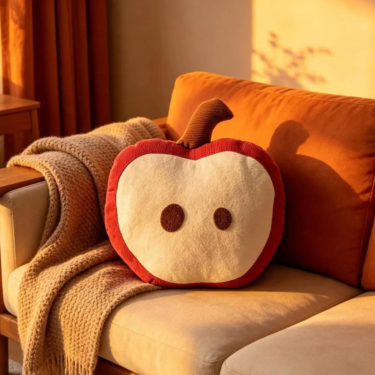Red Apples Shaped Throw Pillow Soft Plush Cushion for Sofa Bedroom Novelty Decorative Sleeping Reading Rest Christmas Gifts