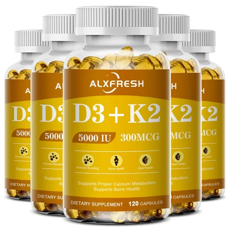 D3K2 Vitaminecapsules 5000 IE 300 mcg voor calciumabsorptie Bottanden Immuunsysteem en hartgezondheid Niet-GMO — image 9