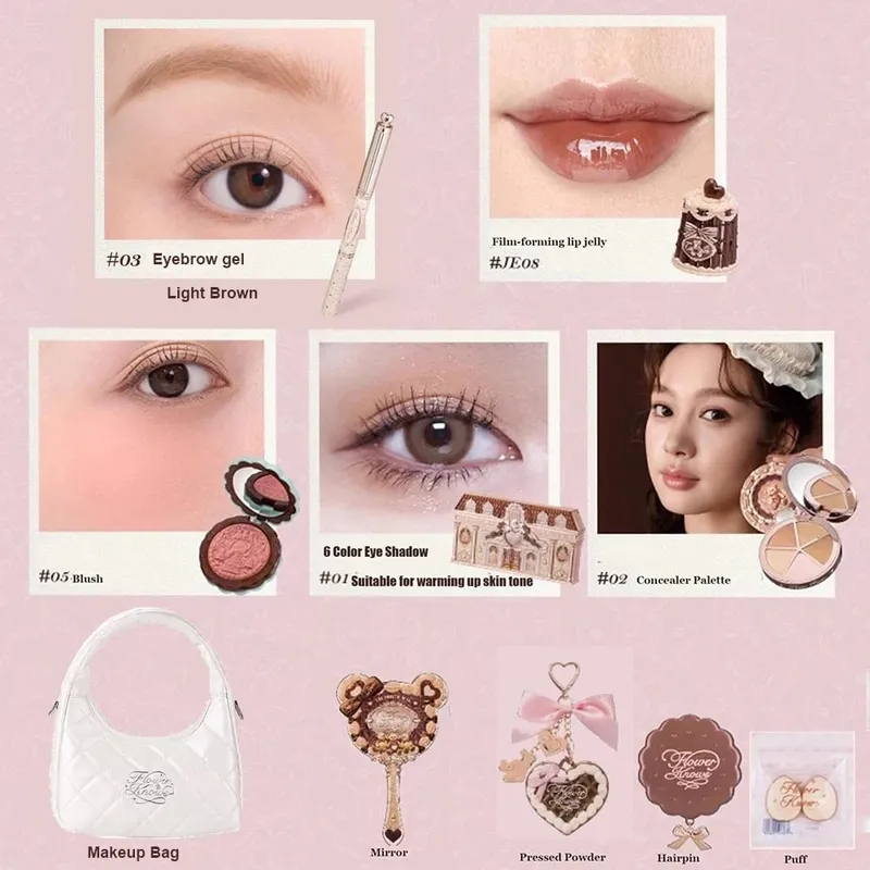 Flower Knows Makeup Set Midsummer Fairytales Flowerknows Foundation Little Angel Highlight Strawberry Rococo Lip Glaze 11pcs Kit