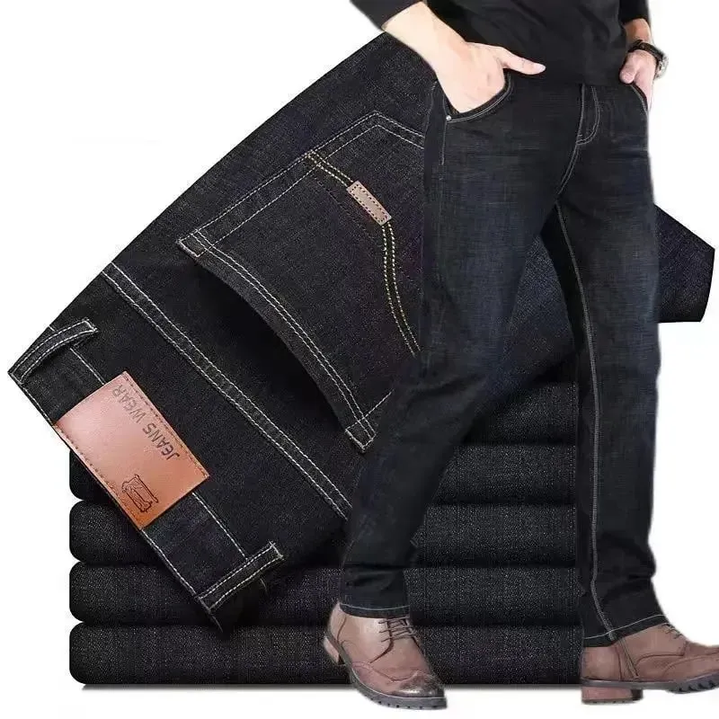 Jeans in cotone elastico da uomo sottile estivo 2024 Pantaloni casual dritti da lavoro comodi grigi di moda Pantaloni di marca di alta qualità — image 4
