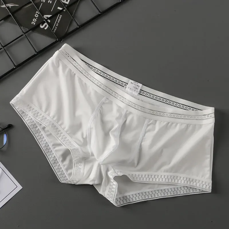Hot Selling Ijs Zijde Heren Ondergoed Naadloze Transparante Boxershorts Ultradunne Ademende Comfortabele Slipje Onderbroek