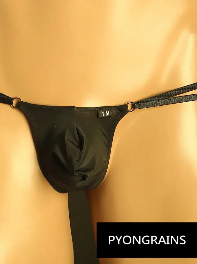 Lelaki Cincin O Logam Boleh Laras Dua Tali Nipis Bikini Seluar Rendah Naik Sutera Ais Sutera 3D U Convex Pouch Seluar Dalam Lelaki Seksi — image 8