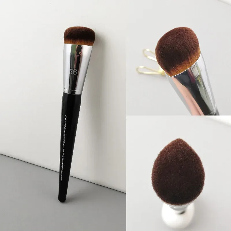 1 db Pro Round Powder sminkecset Beállítás Smink ecset Púder Kontúr szintetikus Haj Angled Foundation fa nyél — image 9
